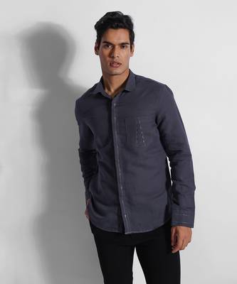 Dark grey paris cotton linen shirt 2
