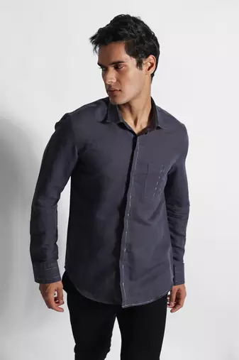 Dark grey paris cotton linen shirt