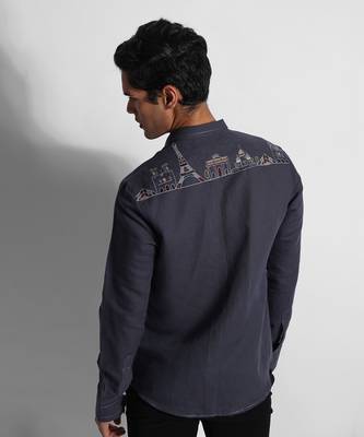 Dark grey paris cotton linen shirt 4