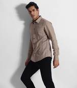 Beige symbols cotton linen shirt