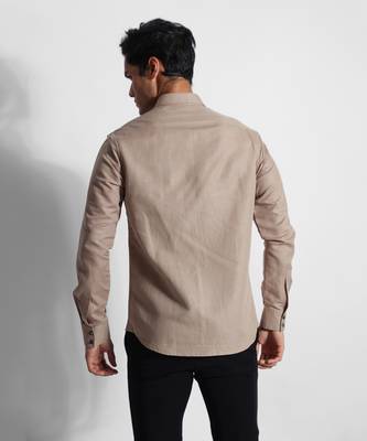 Beige symbols cotton linen shirt 3