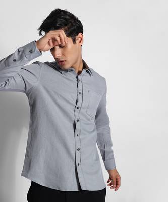 Grey piano man cotton linen shirt 1