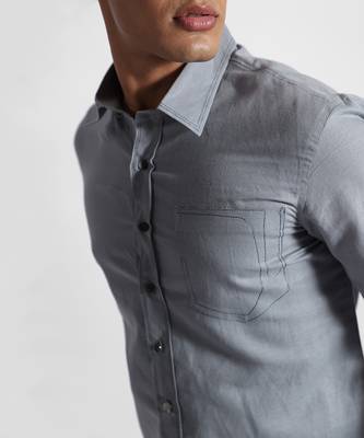 Grey piano man cotton linen shirt 2