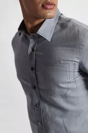 Grey piano man cotton linen shirt