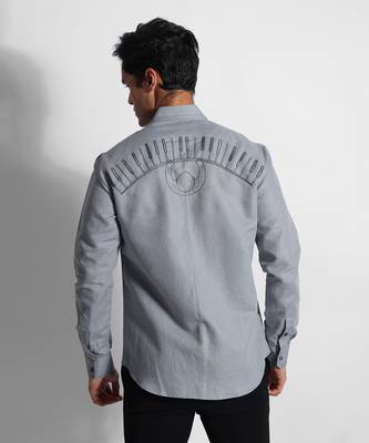 Grey piano man cotton linen shirt 3