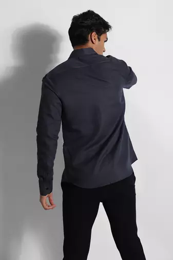Greyish blue giraffe cotton linen shirt