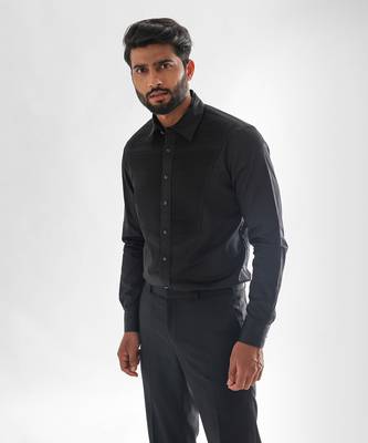 Black horizontal pinticks giza cotton shirt 1