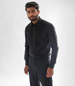 Black horizontal pinticks giza cotton shirt