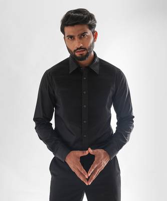 Black horizontal pinticks giza cotton shirt 2