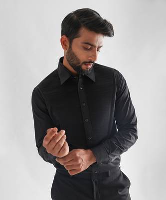 Black horizontal pinticks giza cotton shirt 4