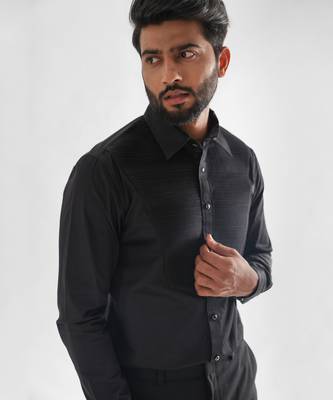 Black horizontal pinticks giza cotton shirt 5