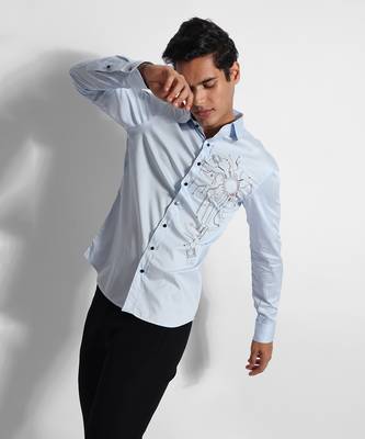 Powder blue engineer giza cotton shirt 1