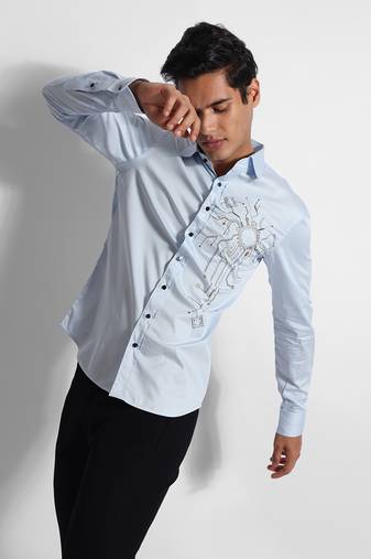 Powder blue engineer giza cotton shirt