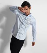Powder blue engineer giza cotton shirt