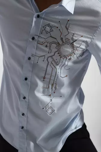Powder blue engineer giza cotton shirt