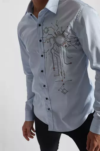 Powder blue engineer giza cotton shirt