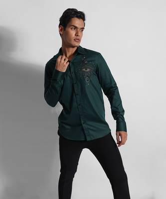 Bottle green egyptian eye giza cotton shirt 1