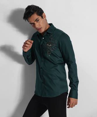 Bottle green egyptian eye giza cotton shirt 2