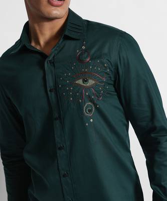 Bottle green egyptian eye giza cotton shirt 3