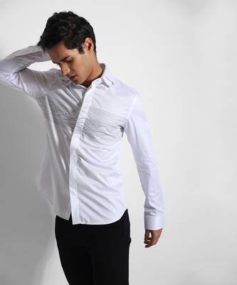 White frequency break turkish cotton shirt 1