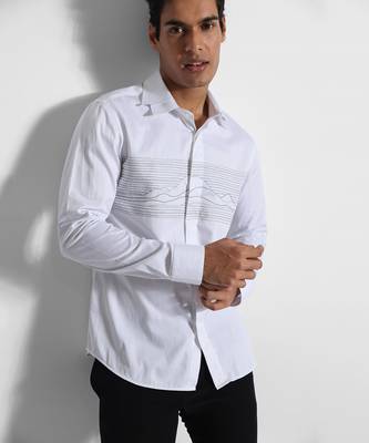 White frequency break turkish cotton shirt 2
