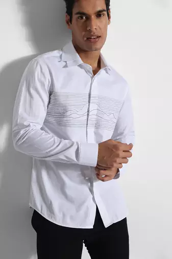 White frequency break turkish cotton shirt
