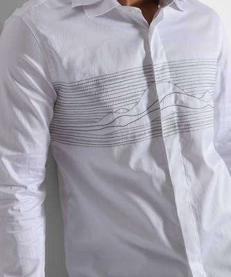 White frequency break turkish cotton shirt 3