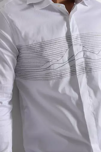 White frequency break turkish cotton shirt