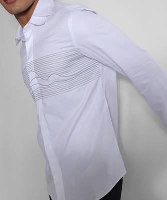 White frequency break turkish cotton shirt 4