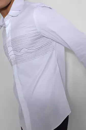 White frequency break turkish cotton shirt