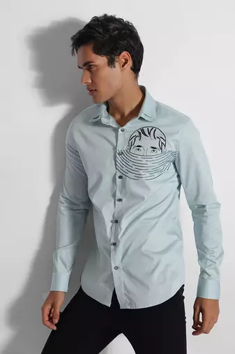 Powder green sinking man turkish cotton shirt