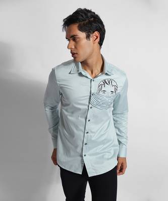 Powder green sinking man turkish cotton shirt 3