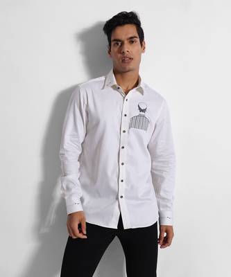 Off white barcode man giza cotton shirt 1