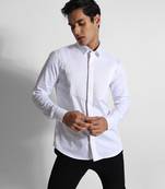 White barfi quilting and straight pintucks giza cotton shirt