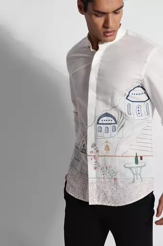 Off white santorini cotton linen shirt