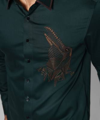 Bottle green eagle giza cotton shirt 3