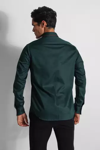 Bottle green eagle giza cotton shirt