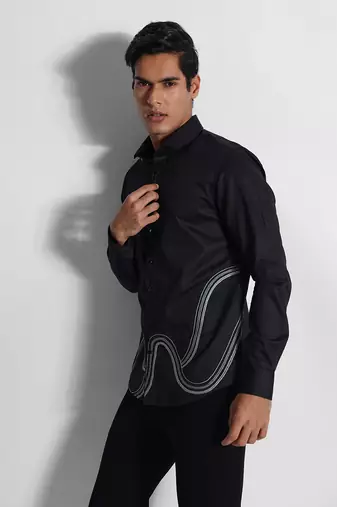Black wave giza cotton shirt