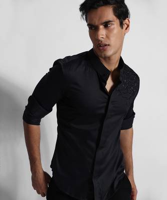 Black wiggle giza cotton shirt 1