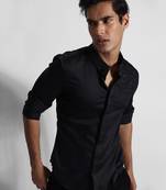 Black wiggle giza cotton shirt