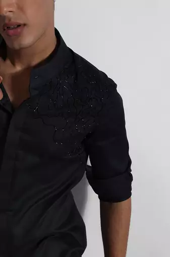 Black wiggle giza cotton shirt