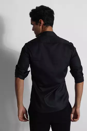 Black wiggle giza cotton shirt