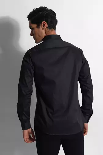 Black antenna strip giza cotton shirt
