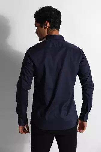 Dark blue diamond strip giza cotton shirt