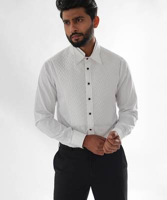 White daimond quilting giza cotton shirt 1