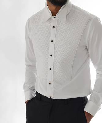 White daimond quilting giza cotton shirt 2
