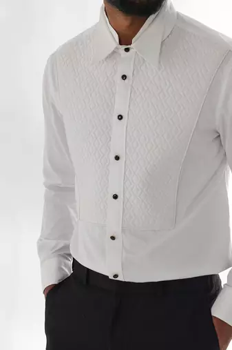 White daimond quilting giza cotton shirt