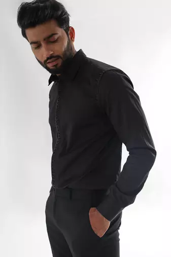 Black measuring tape giza cotton shirt
