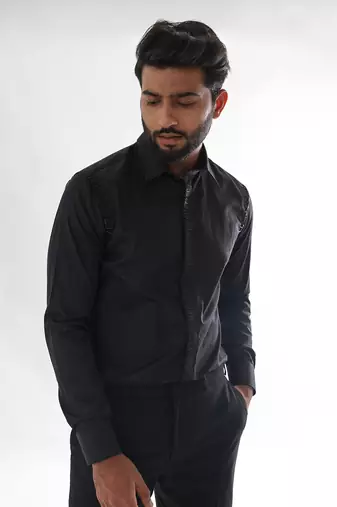 Black measuring tape giza cotton shirt
