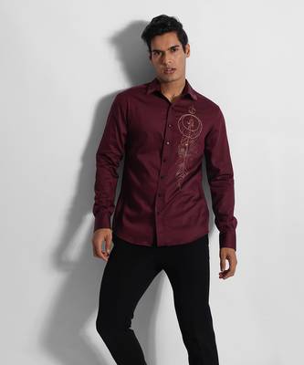 Wine leo zodiac giza cotton shirt 2